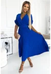Rochie midi plisata cu decolteu petrecut -