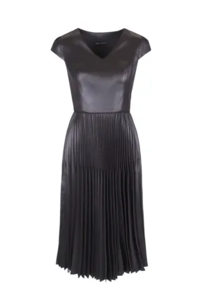 Rochie midi plisata - din piele ecologica