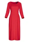 Rochie midi  rosie - cu curea - poliester 100% -