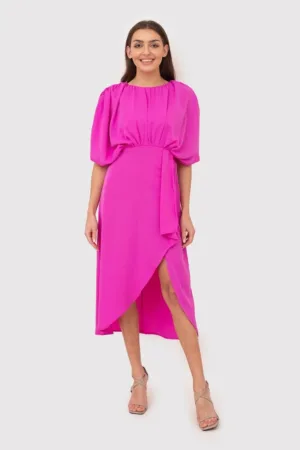 Rochie midi roz DA1506 HOT PINK