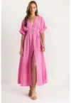 Rochie midi -  roz - textil