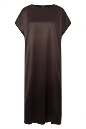 Rochie midi satinata cu maneci scurte