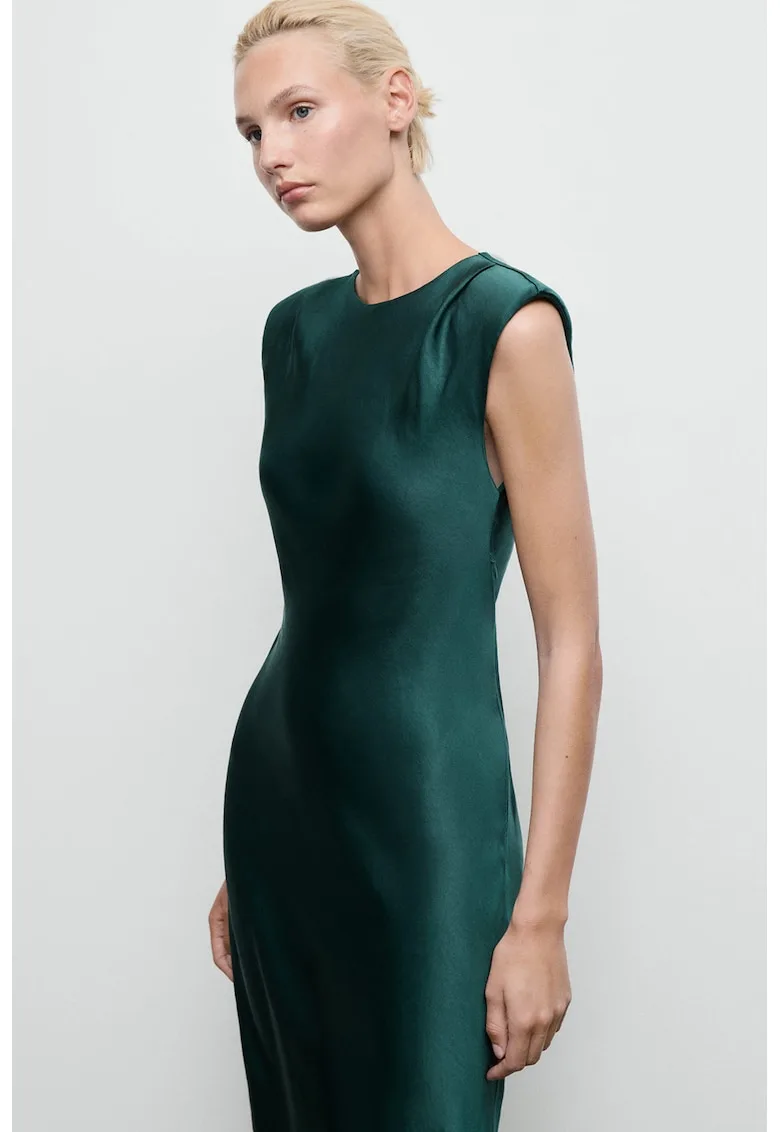 Rochie midi satinata fara maneci