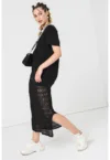 Rochie midi semitransparenta cu slituri laterale