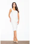 Rochie midi  simpla - eleganta - alba - bumbac -