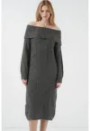Rochie midi  supradimensionata din tricot - gri carbune -