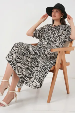 Rochie midi HiCCUP texturata cu papion - negru - viscoza