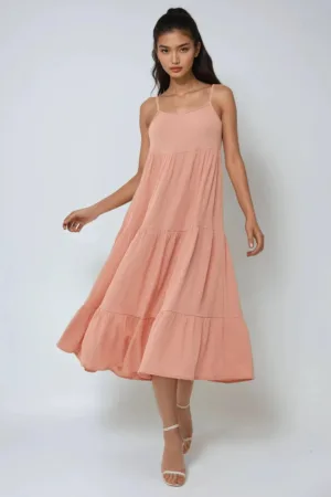 Rochie midi -  texturata - roz - jerseu