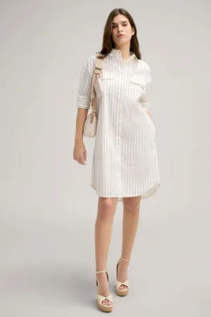 Rochie midi - tip cămașă cu imprimeu în dungi