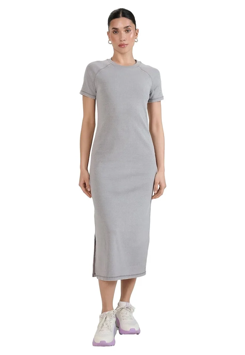 Rochie midi - tricot - bumbac - gri