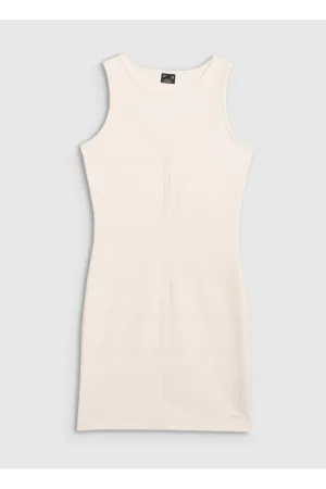 Rochie midi  tricotata - alb - primavara-vara 2025