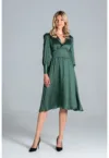 Rochie midi  verde - Poliester - maneca lunga - croi evazat