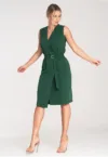 Rochie midi  verde cu eleganta - poliester