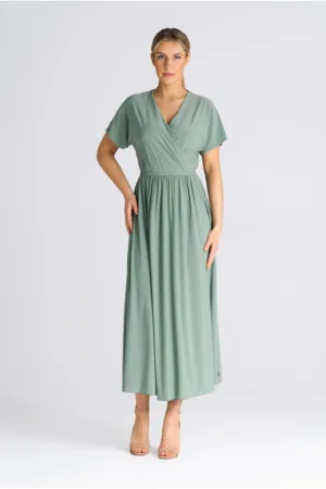 Rochie midi verde - poliester -