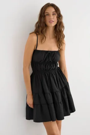 Rochie mini -  Bumbac - Negru