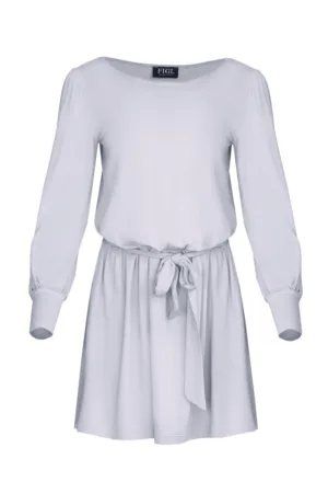 Rochie mini M576 - gri - maneci lungi - viscoza