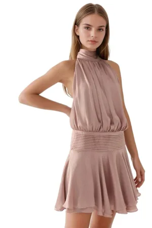 Rochie mini -  Textil - Roz pudrat