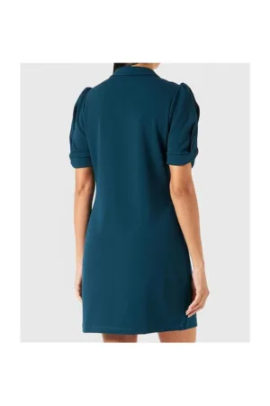 Rochie mini albastru - poliester - maneci scurte - fara model -