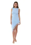 Rochie mini asimetrica -  Poliester - Albastru