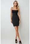 Rochie mini bodycon -  decolteu patrat - negru - jerseu