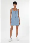 Rochie mini cambrata din material chambray