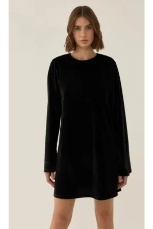 Rochie mini -  catifea cu spate deschis si funda - negru