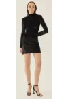 Rochie mini -  catifea - neagra - cu detalii captusite