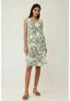 Rochie mini  croiala in A - imprimeu floral - verde - textil