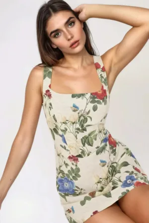 Rochie mini -  croiala in A - multicolor - textil