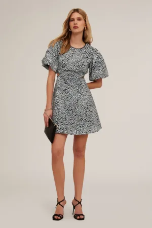 Rochie mini cu animal print si decupaje laterale