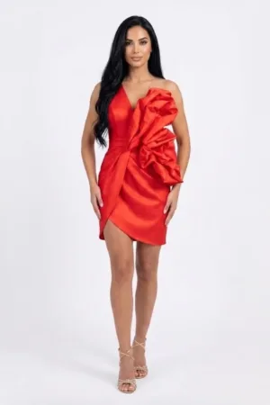 Rochie mini cu bust tip corset decorata cu trandafiri 3D