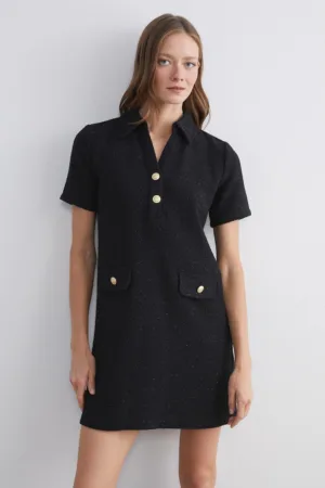 Rochie mini cu croiala dreapta si detalii stralucitoare