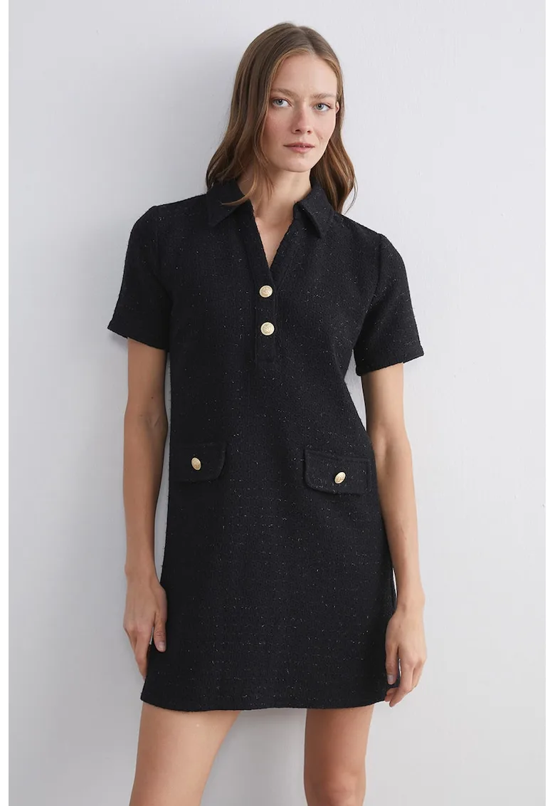 Rochie mini cu croiala dreapta si detalii stralucitoare