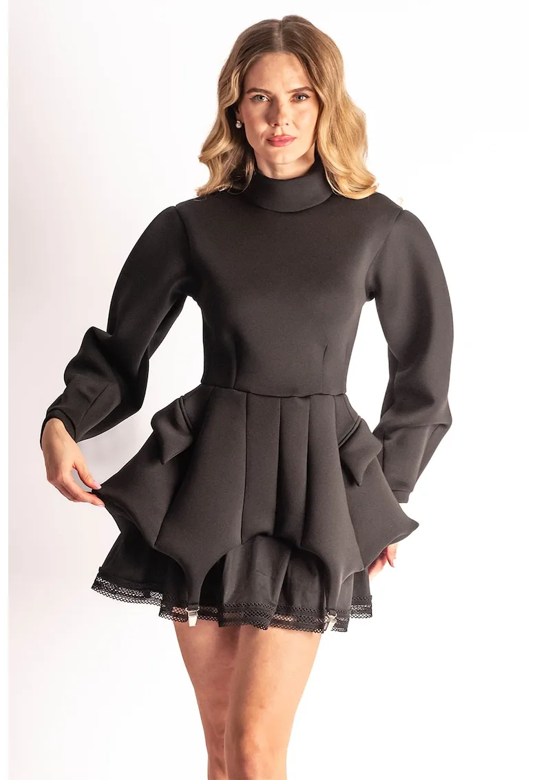 Rochie mini cu croiala in A si guler Moya