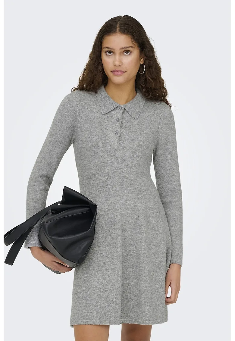 Rochie mini cu croiala in A si guler polo