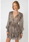 Rochie mini cu decolteu in V si imprimeu leopard