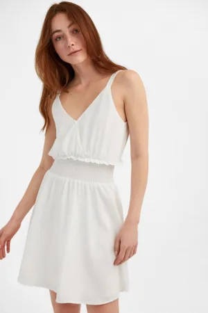Rochie mini cu decolteu in V si insertie elastica in talie