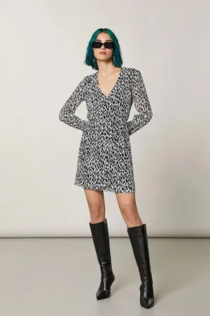 Rochie mini - cu decolteu in V si prindere laterala cu snur