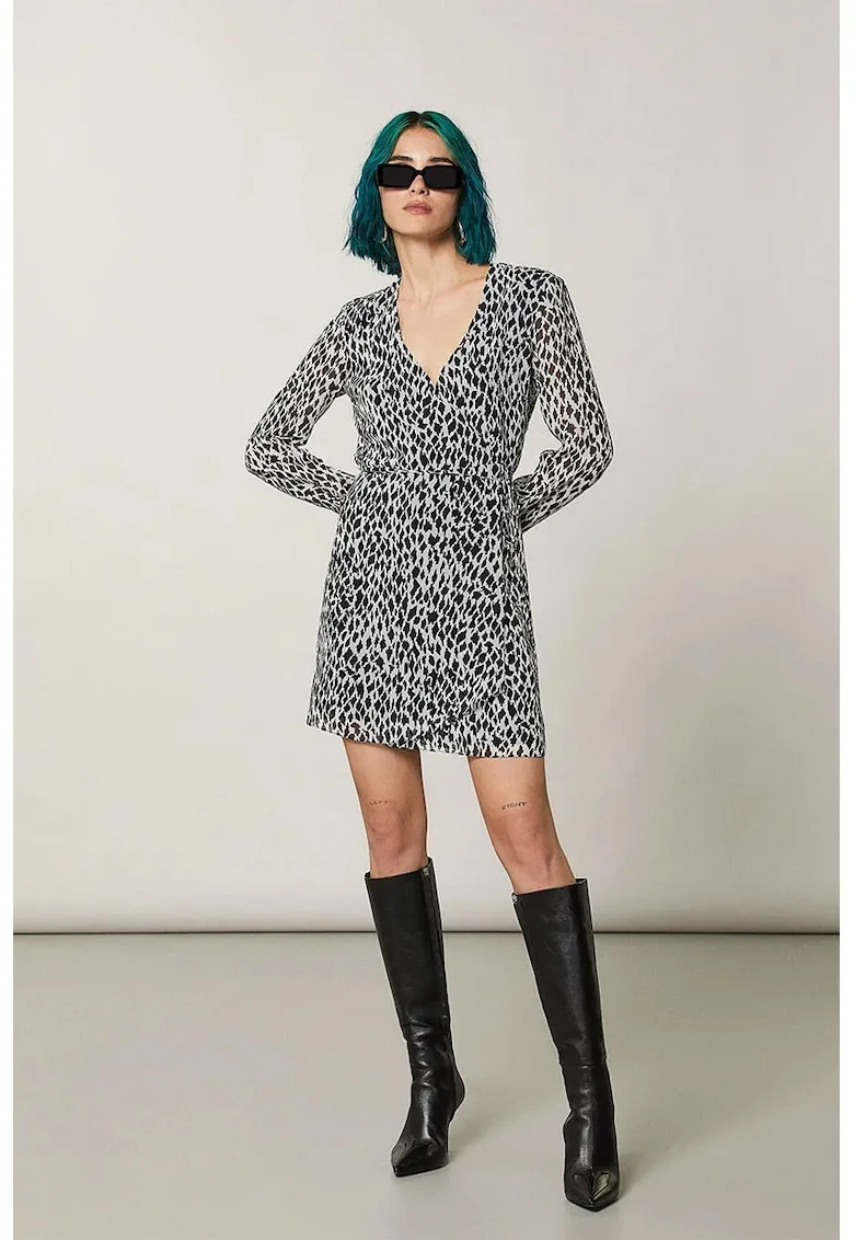 Rochie mini - cu decolteu in V si prindere laterala cu snur