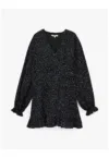 Rochie mini cu decolteu in V si terminatie cu volane