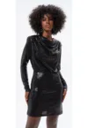 Rochie mini cu drapaje si aspect stralucitor Elima