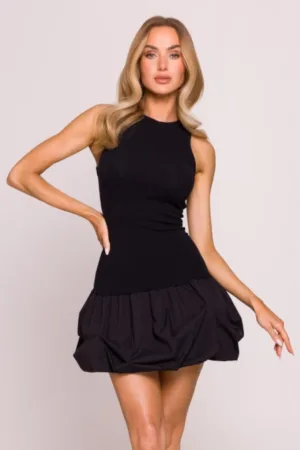 Rochie mini cu fusta creponata -