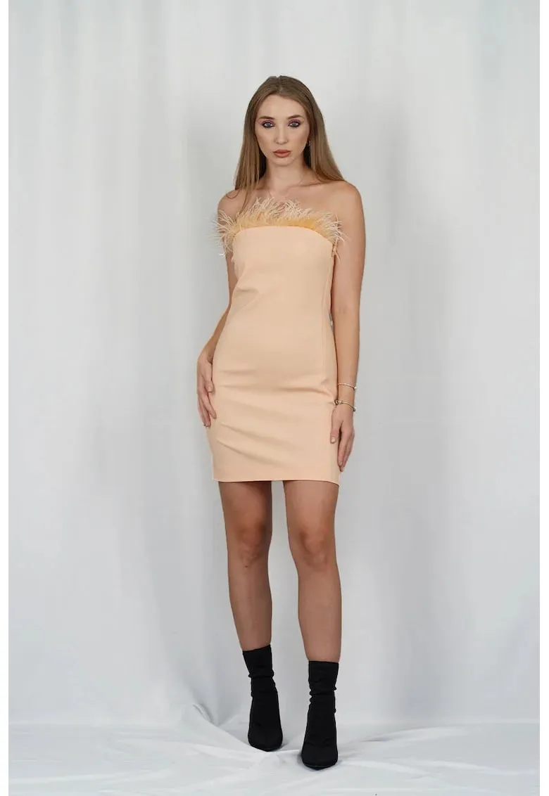 Rochie mini cu insertii de pene de-a lungul decolteului