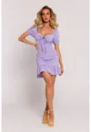 Rochie mini cu legatura la decolteu -  Violet -