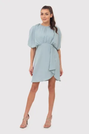 Rochie mini cu maneci drapate DA1654 DUCKEGG - Albastru