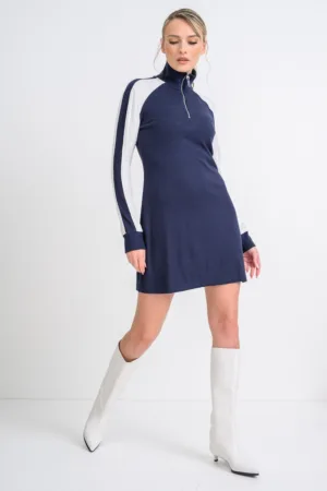 Rochie mini cu maneci lungi si fenta cu fermoar