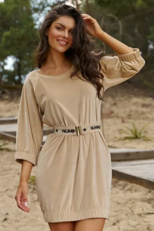 Rochie mini cu maneci raglan si buzunare laterale -