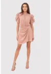 Rochie mini cu maneci scurte bufante - roz pudra - DA1779 BLUSH