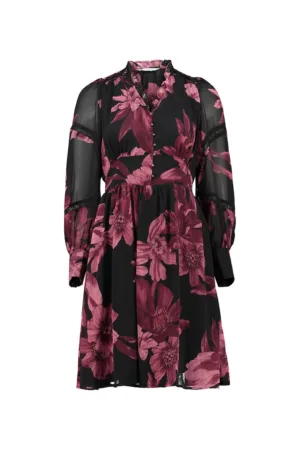 Rochie mini cu model floral si decolteu in V