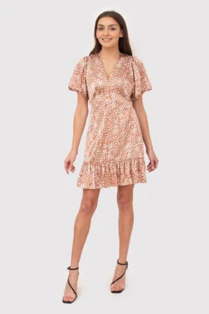 Rochie mini cu volane maro DA1732 MOCHA